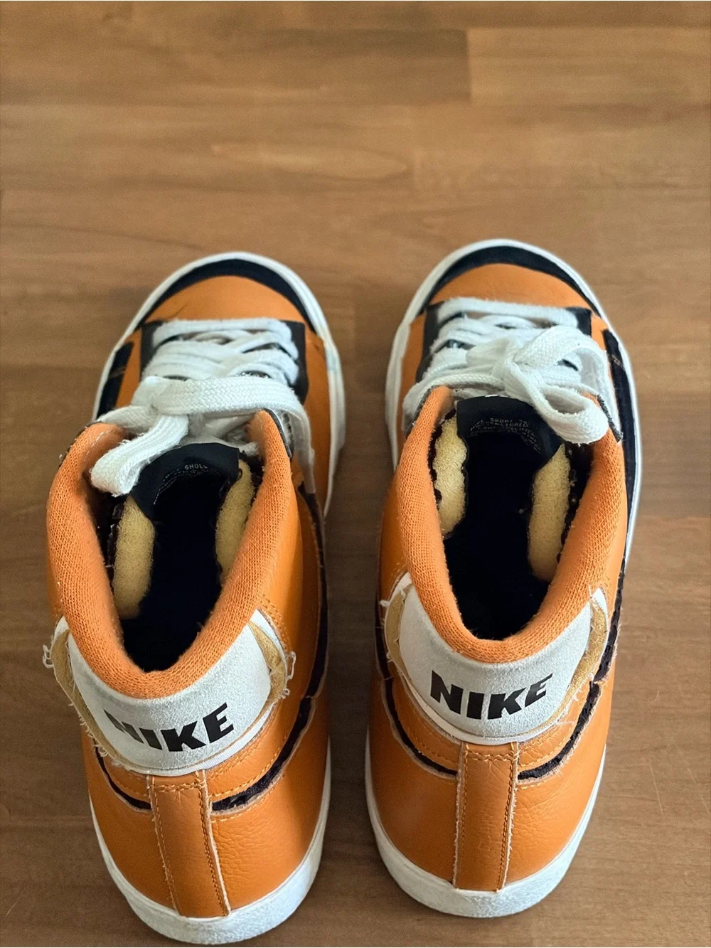Nike By You Blazer Mid ‘77 Custom Leather Sneakers Men’s US 9 Orange Black Suede